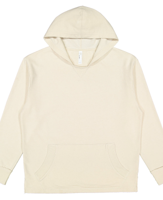LA T 6936 Adult Vintage Wash Fleece Hooded Sweatsh in Washed natural
