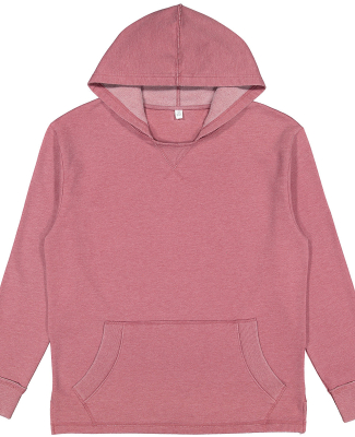 LA T 6936 Adult Vintage Wash Fleece Hooded Sweatsh in Washed rouge