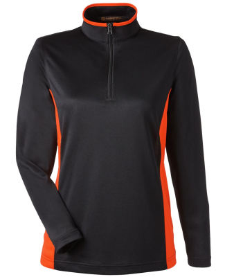 Harriton M786W Ladies' Flash Snag Protection Plus  in Black/ team orange