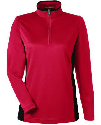 Harriton M786W Ladies' Flash Snag Protection Plus  in Red/ black