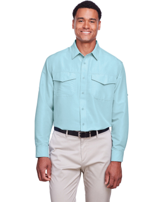 Harriton M580L Men's Key West Long-Sleeve Performa in Cloud blue