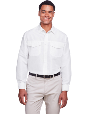 Harriton M580L Men's Key West Long-Sleeve Performa in White