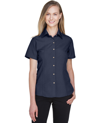Harriton M560W Ladies' Barbados Textured Camp Shi in Navy