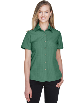 Harriton M560W Ladies' Barbados Textured Camp Shi in Palm green