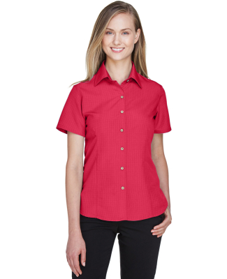 Harriton M560W Ladies' Barbados Textured Camp Shi in Parrot red