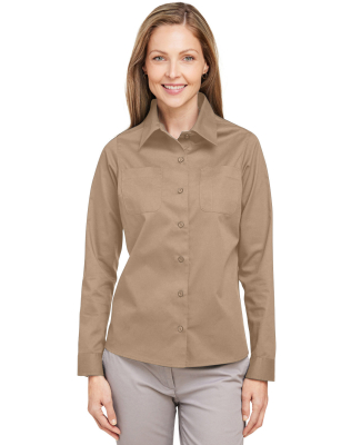 Harriton M585LW Ladies' Advantage IL Long-Sleeve W in Khaki