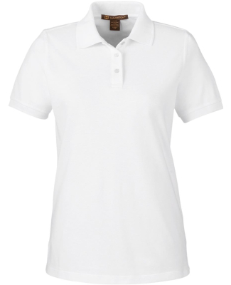 Harriton M205W Ladies' Valiant Cotton Snag Protect in White