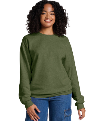 Jerzees IC48M Unisex Ultimate™ CVC Ring-Spun Swe in Military green heather