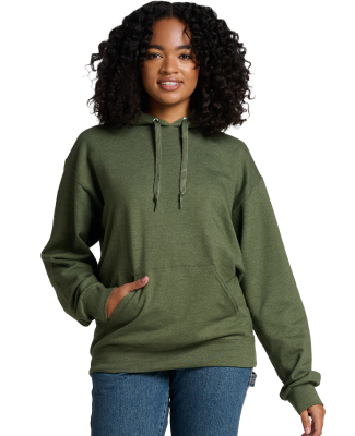 Jerzees IC49M Unisex Ultimate™ CVC Ring-Spun Hoo in Military green heather