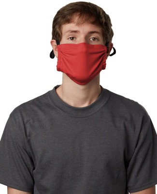 Hanes MKPKCR Adult Cotton Adjustable Pocket Mask in Deep red