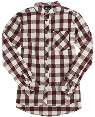 Boxercraft F50 Women's Flannel Shi in Maroon/ natural buffalo