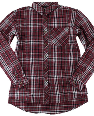 Boxercraft F50 Women's Flannel Shi in Maroon/ white