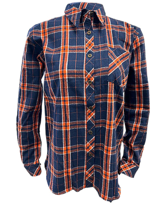 Boxercraft F50 Women's Flannel Shi in Orange/ navy
