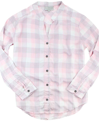 Boxercraft FL01 Women's Loungelite Button-Back Shi in Pink/ white/ grey