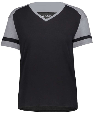 Augusta Sportswear 2914 Women's Triblend Fanatic 2 in Black/ grey heather