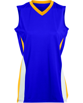 Augusta Sportswear 1356 Girls' Tornado Jersey in Purple/ gold/ white