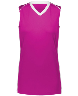 Augusta Sportswear 1687 Women's Rover Jersey in Power pink/ white