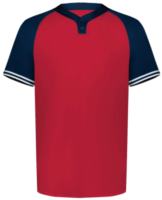 Augusta Sportswear 6905 Men's Cutter Henley Jersey in Scarlet/ navy