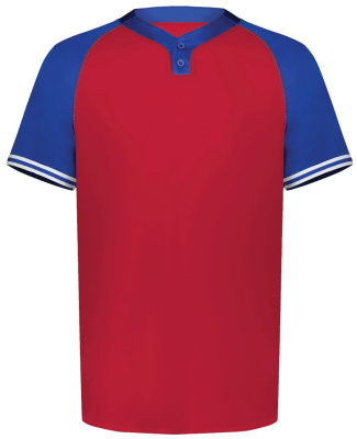 Augusta Sportswear 6905 Men's Cutter Henley Jersey in Scarlet/ royal