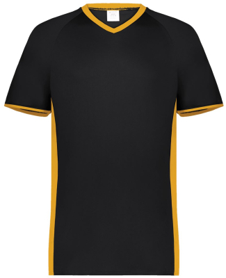 Augusta Sportswear 6908 Youth Cutter V-Neck Jersey in Black/ gold