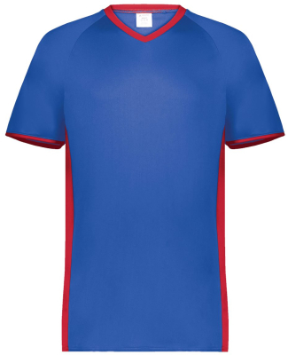 Augusta Sportswear 6908 Youth Cutter V-Neck Jersey in Royal/ scarlet