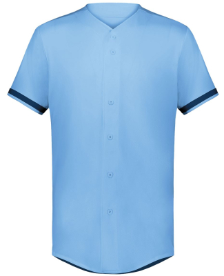 Augusta Sportswear 6909 Unisex Full Button Basebal in Columbia blue/ navy