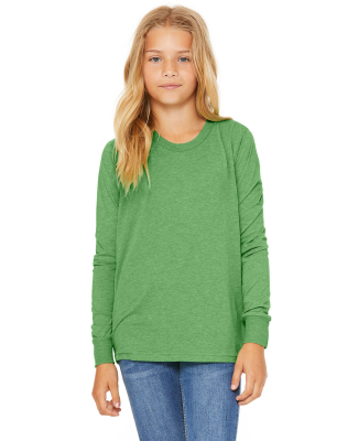 Bella + Canvas 3513Y Youth Triblend Long Sleeve Te in Green triblend