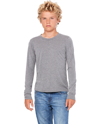 Bella + Canvas 3513Y Youth Triblend Long Sleeve Te in Grey triblend