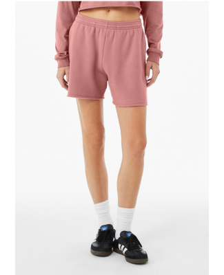 Bella + Canvas 3787 Women's Cutoff Fleece Shorts in Mauve