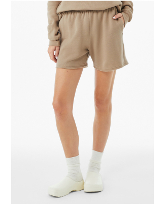Bella + Canvas 3787 Women's Cutoff Fleece Shorts in Tan