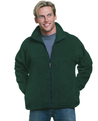 Bayside Apparel 1130 Men's USA-Made Full-Zip Fleec in Forest green