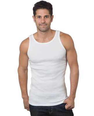 Bayside Apparel 4573 Unisex USA-Made 2x1 Ribbed Ta in White