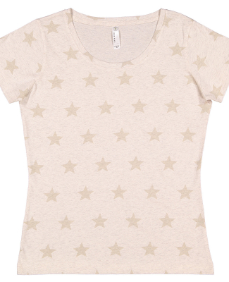 Code V 3629 Women's Star Print Scoop Neck Tee in Natural heather star