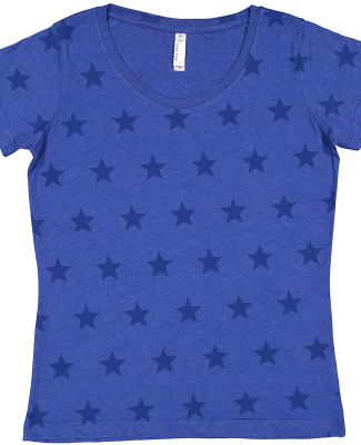 Code V 3629 Women's Star Print Scoop Neck Tee in Royal star
