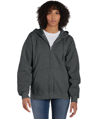 Hanes F280 Unisex Ultimate Cotton® Full-Zip Hoode in Charcoal heather