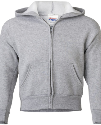 Hanes P480 Youth EcoSmart® Full-Zip Hooded Sweats in Light steel
