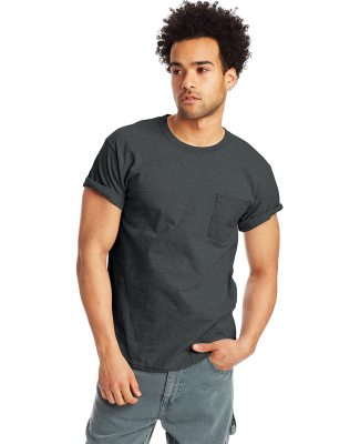 Hanes 5590 Men's Authentic Pocket T-Shirt in Charcoal heather