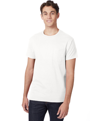 Hanes 5590 Men's Authentic Pocket T-Shirt in White