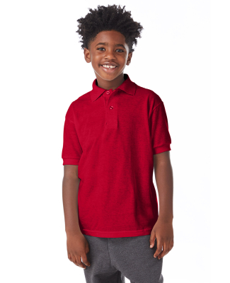 Hanes 054Y Youth Ecosmart® Jersey Polo in Deep red