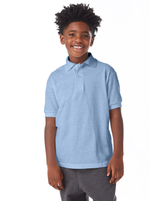 Hanes 054Y Youth Ecosmart® Jersey Polo in Light blue