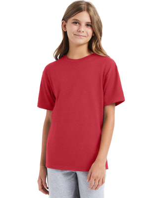 Hanes 498Y Youth Perfect-T T-Shirt in Heather red