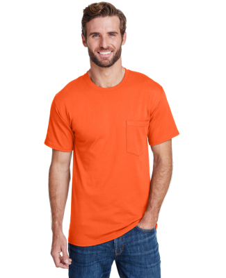 Hanes W110 Unisex Workwear Pocket T-Shirt in Safety orange