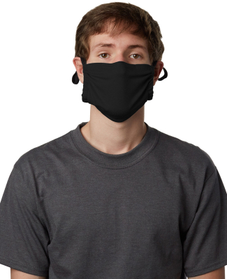 Hanes MKPKPR 2-Ply Polyester Pocket Face Mask in Black