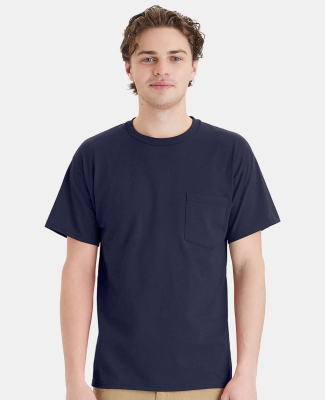 Hanes 5290P Essential-T Pocket T-Shirt in Athletic navy