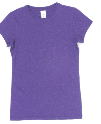 J America 8138 Women’s Glitter T-Shirt in Purple/ silver