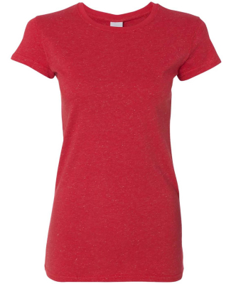 J America 8138 Women’s Glitter T-Shirt in Red/ silver