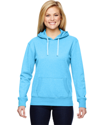J America 8860 Women’s Glitter French Terry Hood in Maui blue/ silver