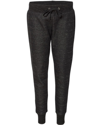 J America 8675 Women’s Mélange Fleece Joggers in Black