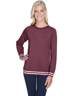 J America 8652 Women’s Relay Crewneck Sweatshirt in Maroon