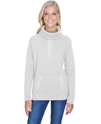 J America 8653 Women’s Relay Cowl Neck Sweatshir in Ash